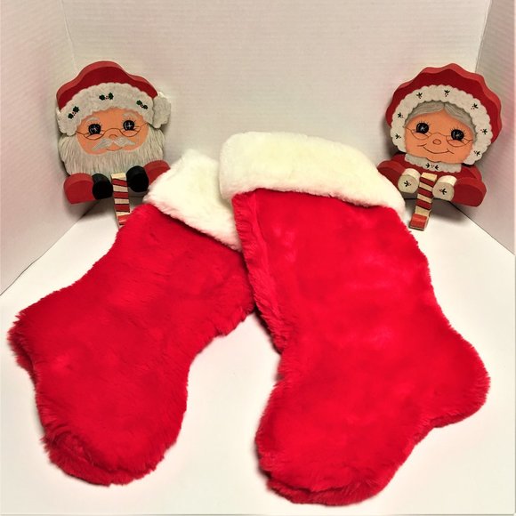 Mr. & Mrs. Santa Wooden Stocking Hangers